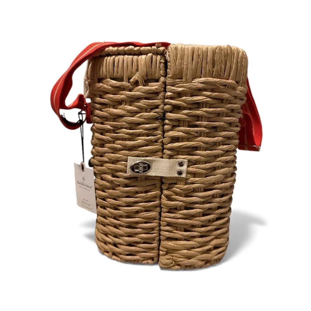 Hearth & Hand with Magnolia • Woven Bottle Carrier Wine Basket Beach Picnic Set - Picture 2 of 4